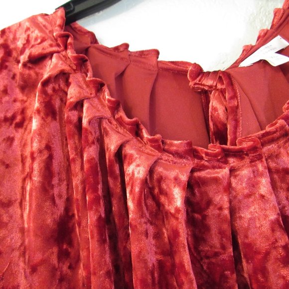 LC Lauren Conrad Top Sz XL Red Velvet Cap Sleeve - Picture 6 of 12